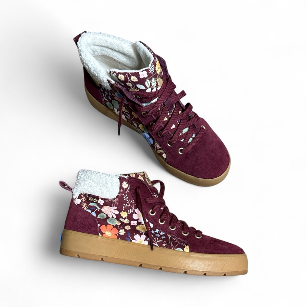 Floral Burgundy Ankle Boots